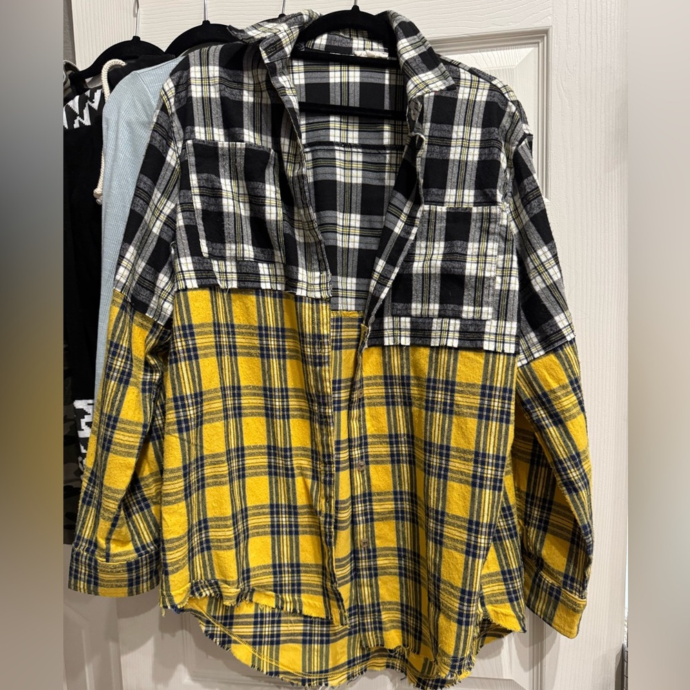 Bold Yellow and Black Plaid Shirt